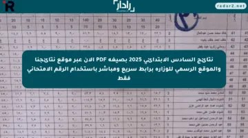 نتائج السادس الابتدائي 2025 بصيغة PDF الآن عبر موقع نتائجنا والموقع الرسمي للوزارة برابط سريع ومباشر باستخدام الرقم الامتحاني فقط